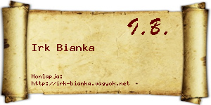 Irk Bianka névjegykártya